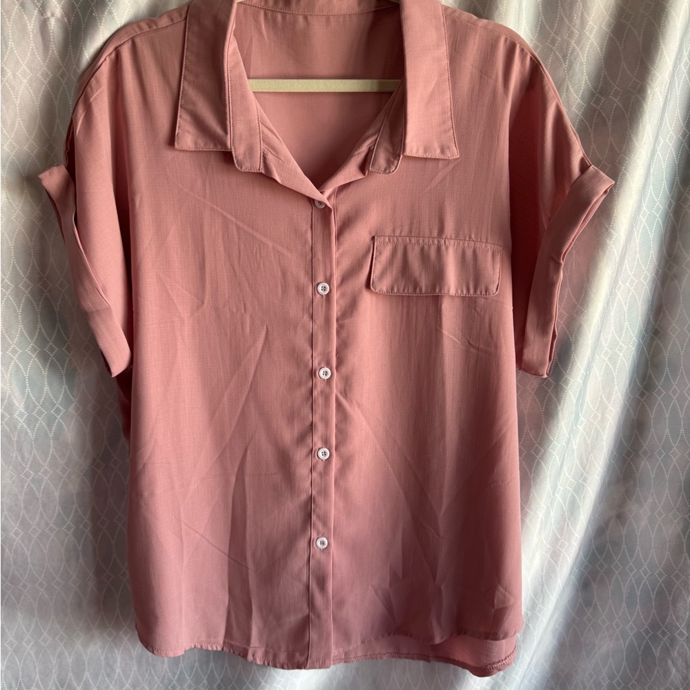 Source Unknown Dusty Rose Button-Up Blouse